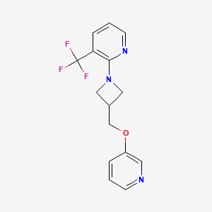 molecular formula C15H14F3N3O B2484515 2-{3-[(Pyridin-3-yloxy)methyl]azetidin-1-yl}-3-(trifluoromethyl)pyridine CAS No. 2380041-39-2