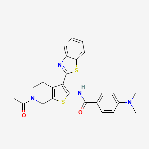 molecular formula C25H24N4O2S2 B2484522 N-(6-acetyl-3-(benzo[d]thiazol-2-yl)-4,5,6,7-tetrahydrothieno[2,3-c]pyridin-2-yl)-4-(dimethylamino)benzamide CAS No. 864859-83-6