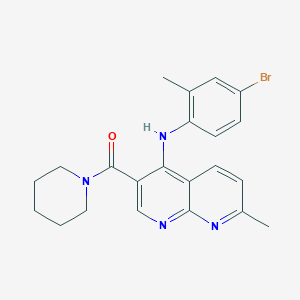 molecular formula C22H23BrN4O B2484527 N-(4-bromo-2-methylphenyl)-7-methyl-3-(piperidine-1-carbonyl)-1,8-naphthyridin-4-amine CAS No. 1251693-43-2