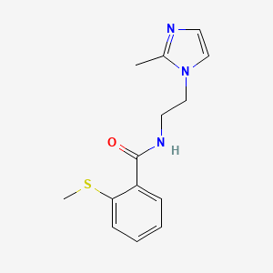 molecular formula C14H17N3OS B2484528 N-(2-(2-methyl-1H-imidazol-1-yl)ethyl)-2-(methylthio)benzamide CAS No. 1286725-58-3