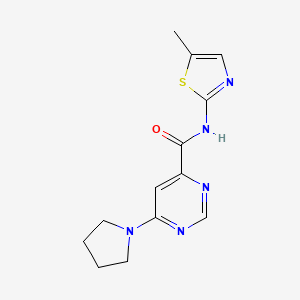 molecular formula C13H15N5OS B2484552 N-(5-methylthiazol-2-yl)-6-(pyrrolidin-1-yl)pyrimidine-4-carboxamide CAS No. 2034365-53-0