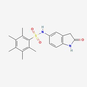 molecular formula C19H22N2O3S B2484559 2,3,4,5,6-pentamethyl-N-(2-oxo-2,3-dihydro-1H-indol-5-yl)benzene-1-sulfonamide CAS No. 921836-35-3