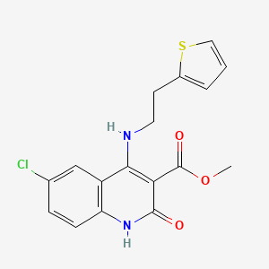molecular formula C17H15ClN2O3S B2484568 Methyl 6-chloro-2-oxo-4-((2-(thiophen-2-yl)ethyl)amino)-1,2-dihydroquinoline-3-carboxylate CAS No. 1251596-14-1