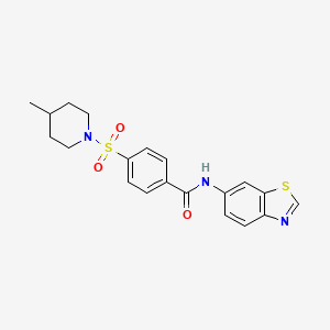 molecular formula C20H21N3O3S2 B2484596 N-(1,3-benzothiazol-6-yl)-4-[(4-methylpiperidin-1-yl)sulfonyl]benzamide CAS No. 941924-57-8