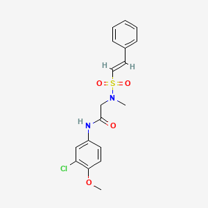molecular formula C18H19ClN2O4S B2484598 N-(3-chloro-4-methoxyphenyl)-2-[methyl-[(E)-2-phenylethenyl]sulfonylamino]acetamide CAS No. 931013-86-4