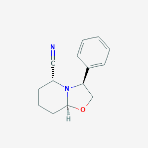 molecular formula C14H16N2O B024846 (3S,5R,8aS)-(+)-Hexahydro-3-phenyl-5H-oxazolo[3,2-a]pyridine-5-carbonitrile CAS No. 106565-71-3