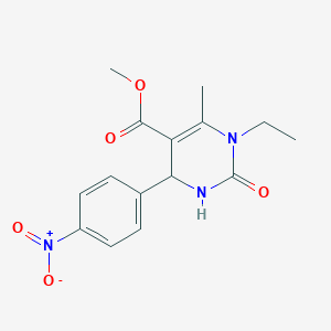 molecular formula C15H17N3O5 B2484606 Methyl 1-ethyl-6-methyl-4-(4-nitrophenyl)-2-oxo-1,2,3,4-tetrahydropyrimidine-5-carboxylate CAS No. 367908-02-9