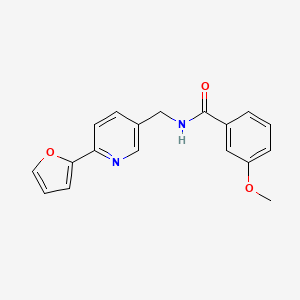 molecular formula C18H16N2O3 B2484610 N-((6-(furan-2-yl)pyridin-3-yl)methyl)-3-methoxybenzamide CAS No. 2034579-75-2