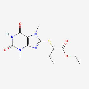molecular formula C13H18N4O4S B2484625 ethyl 2-[(3,7-dimethyl-2,6-dioxo-2,3,6,7-tetrahydro-1H-purin-8-yl)sulfanyl]butanoate CAS No. 330816-67-6