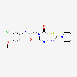 molecular formula C18H18ClN5O3S2 B2484631 N-(3-chloro-4-methoxyphenyl)-2-[7-oxo-2-(thiomorpholin-4-yl)-6H,7H-[1,3]thiazolo[4,5-d]pyrimidin-6-yl]acetamide CAS No. 1223893-05-7