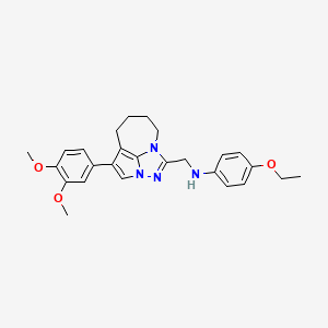 molecular formula C26H30N4O3 B2484647 N-((1-(3,4-dimethoxyphenyl)-5,6,7,8-tetrahydro-2a,3,4a-triazacyclopenta[cd]azulen-4-yl)methyl)-4-ethoxyaniline CAS No. 896022-95-0