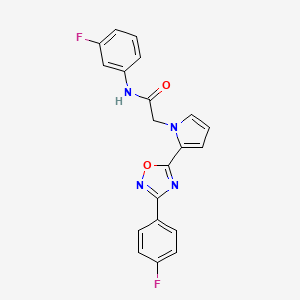 molecular formula C20H14F2N4O2 B2484652 N-(3-fluorophenyl)-2-{2-[3-(4-fluorophenyl)-1,2,4-oxadiazol-5-yl]-1H-pyrrol-1-yl}acetamide CAS No. 1261008-69-8