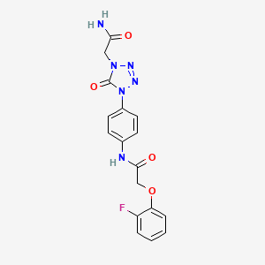 molecular formula C17H15FN6O4 B2484689 N-(4-(4-(2-amino-2-oxoethyl)-5-oxo-4,5-dihydro-1H-tetrazol-1-yl)phenyl)-2-(2-fluorophenoxy)acetamide CAS No. 1396881-25-6