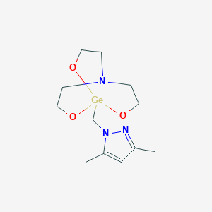molecular formula C12H21GeN3O3 B024847 2,8,9-Trioxa-5-aza-1-germabicyclo(3.3.3)undecane, 1-((3,5-dimethyl-1H-pyrazol-1-yl)methyl)- CAS No. 100446-92-2