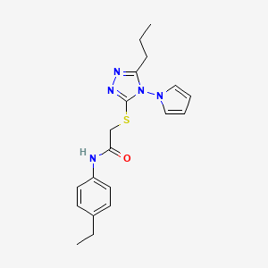 molecular formula C19H23N5OS B2484706 N-(4-ethylphenyl)-2-{[5-propyl-4-(1H-pyrrol-1-yl)-4H-1,2,4-triazol-3-yl]sulfanyl}acetamide CAS No. 877815-78-6