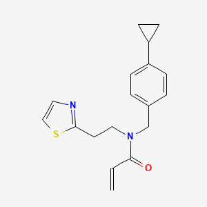 molecular formula C18H20N2OS B2484719 N-[(4-Cyclopropylphenyl)methyl]-N-[2-(1,3-thiazol-2-yl)ethyl]prop-2-enamide CAS No. 2411241-70-6