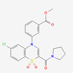 molecular formula C21H19ClN2O5S B2484720 methyl 3-[6-chloro-1,1-dioxo-2-(pyrrolidine-1-carbonyl)-4H-1lambda6,4-benzothiazin-4-yl]benzoate CAS No. 1251624-41-5