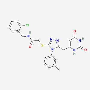 molecular formula C23H21ClN6O3S B2484751 N-[(2-chlorophenyl)methyl]-2-({5-[(2,6-dioxo-1,2,3,6-tetrahydropyrimidin-4-yl)methyl]-4-(3-methylphenyl)-4H-1,2,4-triazol-3-yl}sulfanyl)acetamide CAS No. 852047-73-5