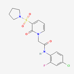 molecular formula C17H17ClFN3O4S B2484756 N-(4-chloro-2-fluorophenyl)-2-[2-oxo-3-(pyrrolidine-1-sulfonyl)-1,2-dihydropyridin-1-yl]acetamide CAS No. 1251667-83-0