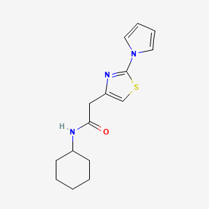 molecular formula C15H19N3OS B2484761 2-(2-(1H-pyrrol-1-yl)thiazol-4-yl)-N-cyclohexylacetamide CAS No. 1171908-11-4