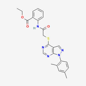 molecular formula C24H23N5O3S B2484765 ethyl 2-(2-((1-(2,4-dimethylphenyl)-1H-pyrazolo[3,4-d]pyrimidin-4-yl)thio)acetamido)benzoate CAS No. 893927-30-5
