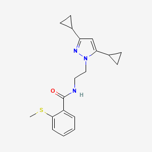 molecular formula C19H23N3OS B2484771 N-[2-(3,5-dicyclopropyl-1H-pyrazol-1-yl)ethyl]-2-(methylsulfanyl)benzamide CAS No. 2309731-47-1