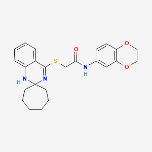 B2484778 N-(2,3-dihydro-1,4-benzodioxin-6-yl)-2-{1'H-spiro[cycloheptane-1,2'-quinazoline]sulfanyl}acetamide CAS No. 893788-20-0
