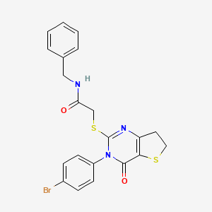 molecular formula C21H18BrN3O2S2 B2484788 N-benzyl-2-((3-(4-bromophenyl)-4-oxo-3,4,6,7-tetrahydrothieno[3,2-d]pyrimidin-2-yl)thio)acetamide CAS No. 687566-44-5