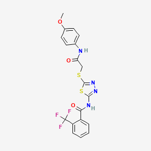 molecular formula C19H15F3N4O3S2 B2484803 N-[5-({[(4-methoxyphenyl)carbamoyl]methyl}sulfanyl)-1,3,4-thiadiazol-2-yl]-2-(trifluoromethyl)benzamide CAS No. 391869-53-7