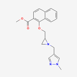 molecular formula C20H21N3O3 B2484819 Methyl 1-[[1-[(1-methylpyrazol-4-yl)methyl]aziridin-2-yl]methoxy]naphthalene-2-carboxylate CAS No. 2418641-95-7