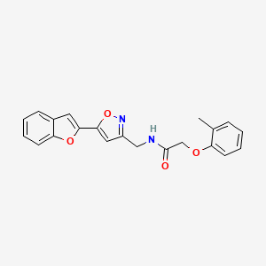 molecular formula C21H18N2O4 B2484830 N-((5-(benzofuran-2-yl)isoxazol-3-yl)methyl)-2-(o-tolyloxy)acetamide CAS No. 1105242-50-9