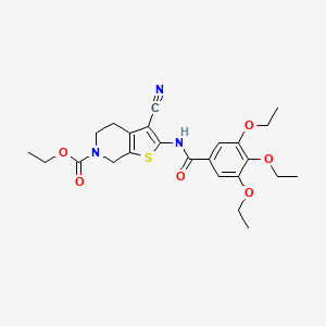 molecular formula C24H29N3O6S B2484832 ethyl 3-cyano-2-(3,4,5-triethoxybenzamido)-4,5-dihydrothieno[2,3-c]pyridine-6(7H)-carboxylate CAS No. 920428-37-1
