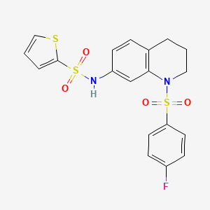 molecular formula C19H17FN2O4S3 B2484834 N-(1-((4-fluorophenyl)sulfonyl)-1,2,3,4-tetrahydroquinolin-7-yl)thiophene-2-sulfonamide CAS No. 946293-17-0