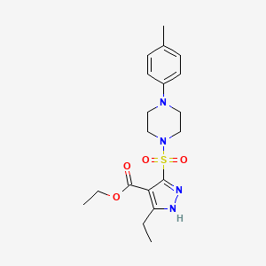 molecular formula C19H26N4O4S B2484849 ethyl 3-ethyl-5-((4-(p-tolyl)piperazin-1-yl)sulfonyl)-1H-pyrazole-4-carboxylate CAS No. 1322789-35-4