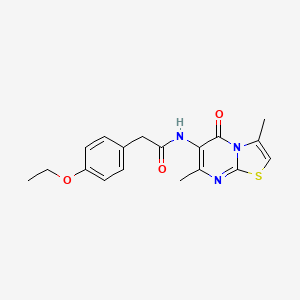 molecular formula C18H19N3O3S B2484866 N-(3,7-dimethyl-5-oxo-5H-thiazolo[3,2-a]pyrimidin-6-yl)-2-(4-ethoxyphenyl)acetamide CAS No. 946250-69-7