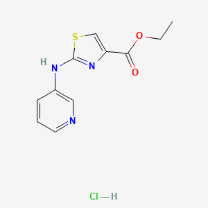 molecular formula C11H12ClN3O2S B2484872 Ethyl 2-(pyridin-3-ylamino)thiazole-4-carboxylate hydrochloride CAS No. 1351643-08-7