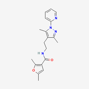 molecular formula C19H22N4O2 B2484886 N-(2-(3,5-dimethyl-1-(pyridin-2-yl)-1H-pyrazol-4-yl)ethyl)-2,5-dimethylfuran-3-carboxamide CAS No. 2034487-22-2