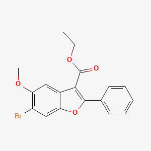 molecular formula C18H15BrO4 B2484897 Ethyl 6-bromo-5-methoxy-2-phenyl-1-benzofuran-3-carboxylate CAS No. 308296-28-8