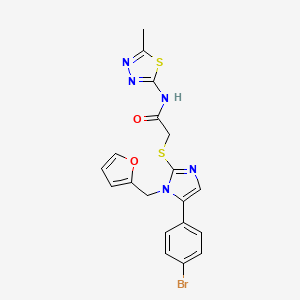 molecular formula C19H16BrN5O2S2 B2484901 2-((5-(4-bromophenyl)-1-(furan-2-ylmethyl)-1H-imidazol-2-yl)thio)-N-(5-methyl-1,3,4-thiadiazol-2-yl)acetamide CAS No. 1206997-61-6