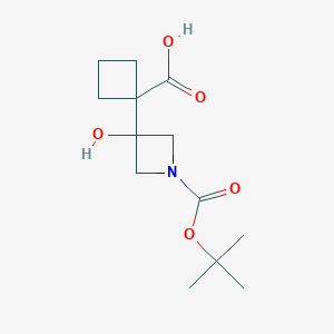 1-(1-(tert-Butoxycarbonyl)-3-hydroxyazetidin-3-yl)cyclobutane-1-carboxylic acid