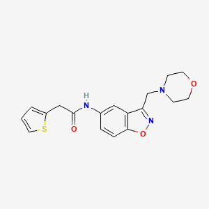 molecular formula C18H19N3O3S B2484914 N-{3-[(morpholin-4-yl)methyl]-1,2-benzoxazol-5-yl}-2-(thiophen-2-yl)acetamide CAS No. 2380071-27-0