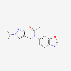 molecular formula C18H20N4O2 B2484919 N-(2-Methyl-1,3-benzoxazol-6-yl)-N-[(1-propan-2-ylpyrazol-4-yl)methyl]prop-2-enamide CAS No. 2411274-77-4
