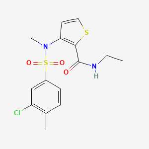 molecular formula C15H17ClN2O3S2 B2484925 3-(3-chloro-N,4-dimethylphenylsulfonamido)-N-ethylthiophene-2-carboxamide CAS No. 1251625-30-5