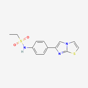 molecular formula C13H13N3O2S2 B2484956 N-(4-(imidazo[2,1-b]thiazol-6-yl)phenyl)ethanesulfonamide CAS No. 872630-28-9