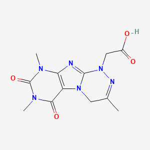 molecular formula C12H14N6O4 B2484967 2-(3,7,9-trimethyl-6,8-dioxo-6,7,8,9-tetrahydro-[1,2,4]triazino[3,4-f]purin-1(4H)-yl)acetic acid CAS No. 923491-75-2