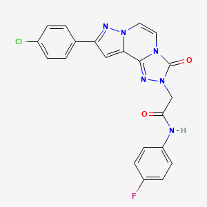 molecular formula C21H14ClFN6O2 B2484974 2-[9-(4-chlorophenyl)-3-oxopyrazolo[1,5-a][1,2,4]triazolo[3,4-c]pyrazin-2(3H)-yl]-N-(4-fluorophenyl)acetamide CAS No. 1207047-80-0