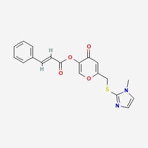molecular formula C19H16N2O4S B2484991 6-(((1-methyl-1H-imidazol-2-yl)thio)methyl)-4-oxo-4H-pyran-3-yl cinnamate CAS No. 896310-60-4