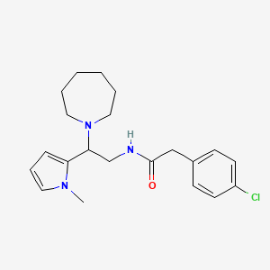 molecular formula C21H28ClN3O B2484998 N-(2-(azepan-1-yl)-2-(1-methyl-1H-pyrrol-2-yl)ethyl)-2-(4-chlorophenyl)acetamide CAS No. 1049464-85-8