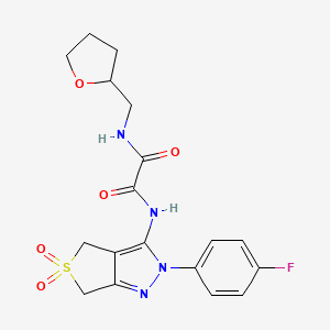 molecular formula C18H19FN4O5S B2484999 N-[2-(4-fluorophenyl)-5,5-dioxo-2H,4H,6H-5lambda6-thieno[3,4-c]pyrazol-3-yl]-N'-[(oxolan-2-yl)methyl]ethanediamide CAS No. 899733-59-6