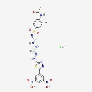 molecular formula C19H19ClN10O7S2 B024850 Acetamide, N-(4-(((((((5-(3,5-dinitrophenyl)-1,3,4-thiadiazol-2-yl)amino)iminomethyl)amino)iminomethyl)amino)sulfonyl)-2-methylphenyl)-, monohydrochloride CAS No. 109193-30-8